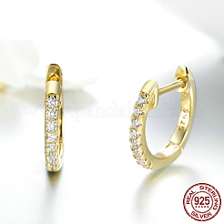 925 Sterling Silver Cubic Zirconia Hoop Earrings&nbsp;EJEW-FF0010-15G