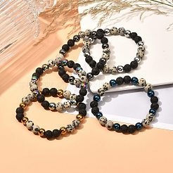 Matte Stone Round Beads Stretch Bracelets for Men Women&nbsp;BJEW-JB06875