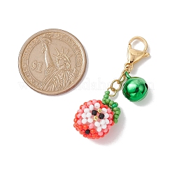 Apple Glass Seed Beads Pendant Decoration&nbsp;HJEW-MZ00125