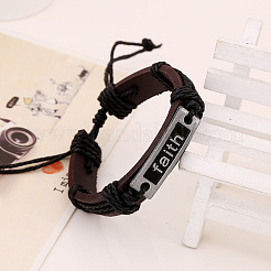 Adjustable Cowhide Cord Bracelets for Men&nbsp;BJEW-PW0001-02