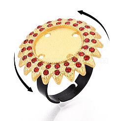 Adjustable Flower Alloy & Iron Rhinestone Bezel Cup Ring Base with Rotatable Tray&nbsp;MAK-T012-04G