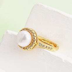 Adjustable Brass Micro Pave Cubic Zirconia Finger Rings&nbsp;CU-CBABA66-06G