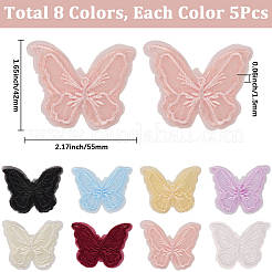 40Pcs 8 Colors Polyester Butterfly&nbsp;DIY-SP0006-27