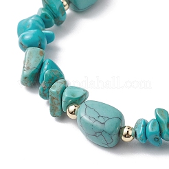 Synthetic Turquoise Chip & Cuboid Beaded Stretch Bracelets for Women&nbsp;BJEW-JB10808-06