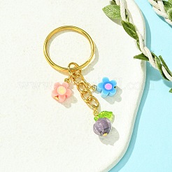 Flower Glass & Polymer Clay Pendant Keychain&nbsp;KEYC-JKC00639-02