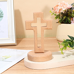 Wood Cross Figurines Ornaments&nbsp;DJEW-WH0016-75