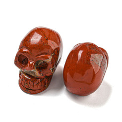 Halloween Natural Red Jasper Skull Figurines&nbsp;DJEW-L021-01C