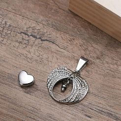 Non-Tarnish Openable Stainless Steel Memorial Urn Ashes Pendants&nbsp;BOTT-PW0002-041B-P