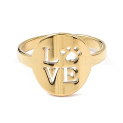 Ion Plating(IP) 304 Stainless Steel Word Love Adjustable Ring for Women&nbsp;RJEW-I097-01G