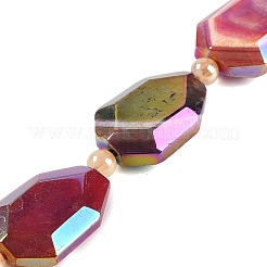 Electroplated Natural Agate Beads Strands&nbsp;G-L604-B01-01E