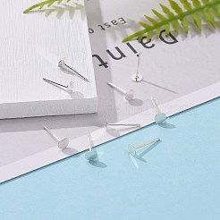 925 Sterling Silver Round Flat Pad Stud Earring Findings&nbsp;STER-T002-200S