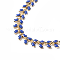 Enamel Ear of Wheat Link Chain Necklace&nbsp;NJEW-P220-02G