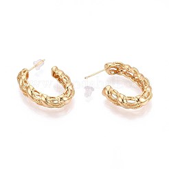 Twist C-Shaped Brass Stud Earrings&nbsp;EJEW-T047-90G