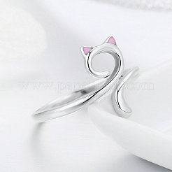 Adjustable 925 Sterling Silver Enamel Finger Cuff Rings&nbsp;RJEW-FF0007-19AS