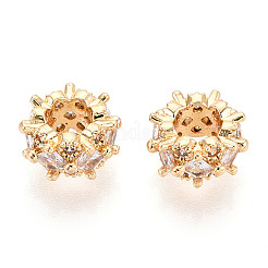 Brass Micro Pave Cubic Zirconia Beads&nbsp;KK-N275-04G