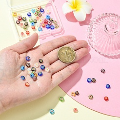 1 Strand Flat Round Handmade Millefiori Glass Beads Strands&nbsp;LK-YW0001-10A
