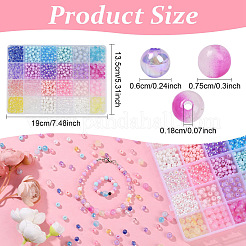 DIY Round Acrylic Beads Jewelry Making Finding Kits&nbsp;DIY-YW0011-64