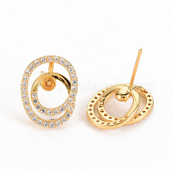 Brass Micro Pave Clear Cubic Zirconia Stud Earring Findings&nbsp;KK-S240-240-NF