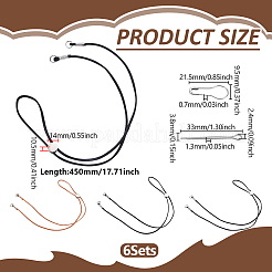 6Pcs 3 Styles Flat Leather Cord Hat Chains&nbsp;HJEW-UN00128