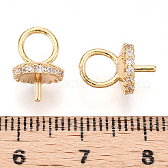 Brass Micro Pave Clear Cubic Zirconia Peg Bails&nbsp;KK-N254-171G