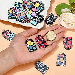 24Pcs 6 Style Embossed Printed Acrylic Pendants&nbsp;SACR-CJ0001-13