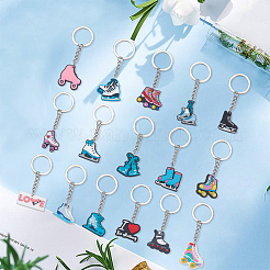 16Pcs 16 Styles Sports Theme PVC Plastic Keychains&nbsp;KEYC-SP0001-69