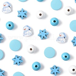 100Pcs 5 Styles Natural Wood Beads&nbsp;WOOD-FS0002-40