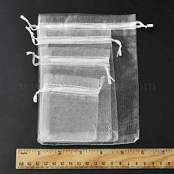 30Pcs 4 Styles Rectangle Organza Bags Jewellery Storage Pouches Wedding Favour Party Mesh Drawstring Gift&nbsp;OP-FS0001-01C