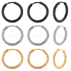 18Pcs 3 Colors 303 Stainless Steel Twist Hoop Earrings for Women&nbsp;EJEW-SC0001-81A