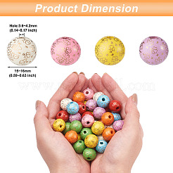 80Pcs 8 Colors Printed  Natural Wood Beads&nbsp;WOOD-FW0001-10