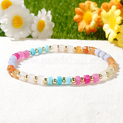 Bohemian Style Natural Aquamarine & Flower Amazonite & Ruby & Amazonite & Rose Quartz & Aventurine Column Beads Stretch Bracelets for Women&nbsp;QH3798