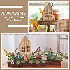 4Pcs 2 Styles Christmas Wood House Display Decorations&nbsp;DJEW-BC0001-28B