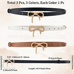 3Pcs 3 Colors Alloy Bowknot PU Leather Chain Belts for Women&nbsp;AJEW-CL0001-14B