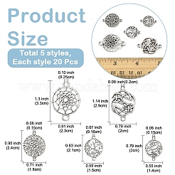 100Pcs 5 Styles Tibetan Style Zinc Alloy Connector Charms&nbsp;FIND-YW0008-94