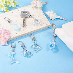 8Pcs 8 Styles Luminous Transparent Resin with Acrylic Sea Animals Pendant Decorations&nbsp;HJEW-TAD00003