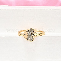 Brass Micro Pave Clear Cubic Zirconia Cuff Rings for Women&nbsp;RJEW-H247-33G