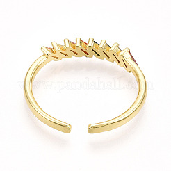 Brass Micro Pave Cubic Zirconia Cuff Rings for Women&nbsp;KK-T070-109