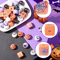 20Pcs 5 Styles Halloween UV Plating Acrylic Beads&nbsp;OACR-YW0003-80