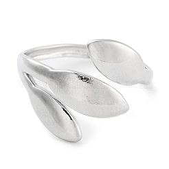 Leaf Rack Plating Brass Open Cuff Rings for Women&nbsp;RJEW-Z059-23P
