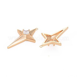 Brass Micro Pave Clear Cubic Zirconia Pendants&nbsp;X-KK-S364-102G
