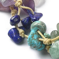 Natural & Synthetic Mixed Gemstone Chips Braided Bead Bracelet&nbsp;BJEW-TA00415