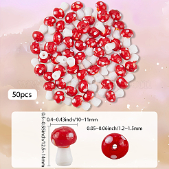 50Pcs Mushroom Handmade Lampwork Beads Strands&nbsp;LAMP-LT0001-06B