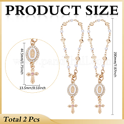 2Pcs Heart & Cross & Oval Virgin Mary 304 Stainless Steel Rhinestone & Enamel Pendant Decoration&nbsp;HJEW-MA0001-02