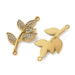 304 Stainless Steel Crystal Rhinestone Leaf Links Connector Charms&nbsp;SA-L002-02G