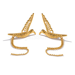 Stainless Steel Bird Tassel Stud Earrings&nbsp;CQ0312