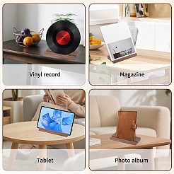 Wood Vinyl Record Slotted Display Stands with Stainless Steel Support&nbsp;ODIS-WH0043-344C