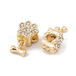 Rack Plating Alloy Rhinestone European Dangle Charms&nbsp;FIND-C055-19G-01