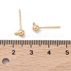 SHEGRACE Brass Round Ball Stud Earring Findings&nbsp;XGR0051G-39G