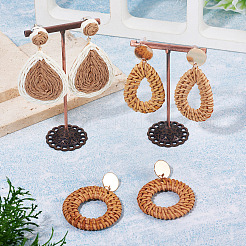 5Pairs 5 Styles Alloy Rattan Woven Dangle Stud Earrings&nbsp;EJEW-TA0001-69