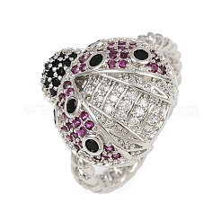 Brass Micro Pave Colorful Cubic Zirconia Cuff Rings&nbsp;RJEW-P155-03P